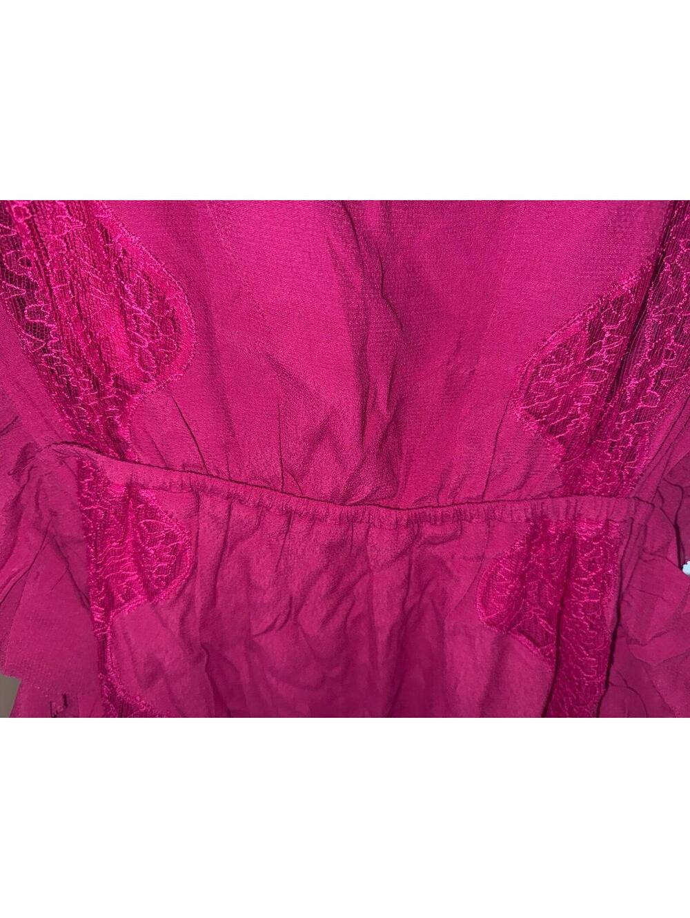 IRO Paris Fuchsia Lace Ruffle Mini Dress Womens 34 XS Silk Blend NWT Boho - Picture 5 of 6